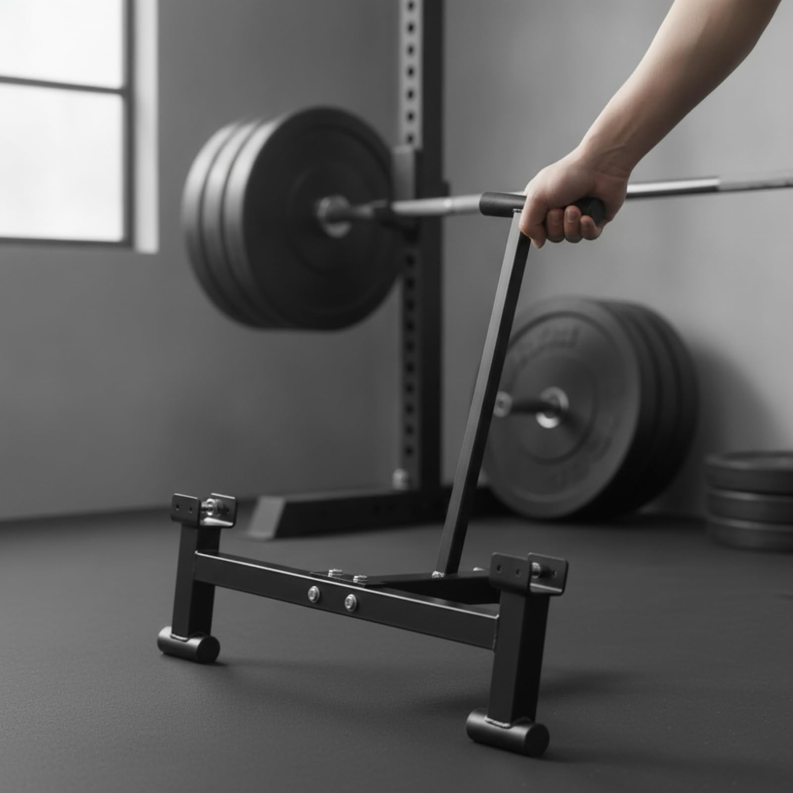 Milageto Soporte para Barra de Pesas Elevador Gato de Peso Jack de Barra Rack de Placas con Construcción Sólida y Estabilidad para Levantes Pesados Apto