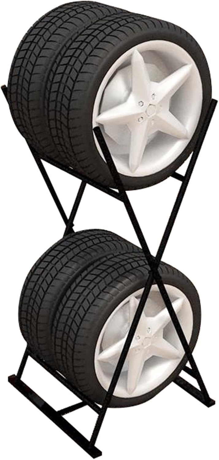 タイヤラック 床置きタイヤ収納ラック棚 鉄製ガレージ収納ラック - X