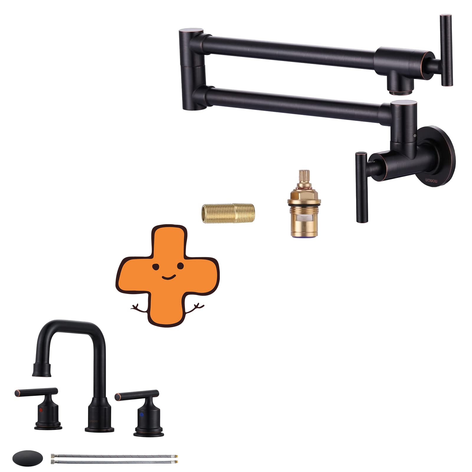 Jnfidosr Bronze Pot Filler Faucet Brass Pot Filler Oil Rubbed And Widespread Bathroom Sink Faucet