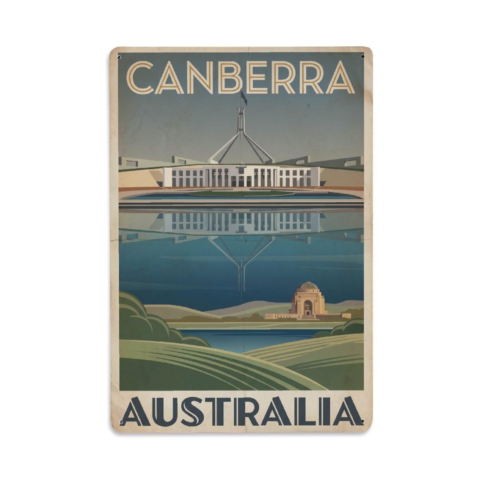 Australia Canberra Travel Destination Retro Metal Tin Sign