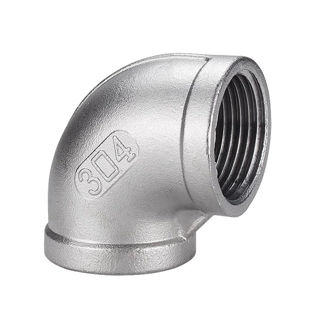 Icxlpmc Women's One Color Stainless Steel Cast Pipe Fitting, 1Pcs Stainless Steel 90° Elbow, 1/8" 1/4" 3/8" 1/2" 3/4" 1" 2" 3" 4" 90 Degree Elbow Coupler Connector 304 Pipe Fitting( -1 1/2")
