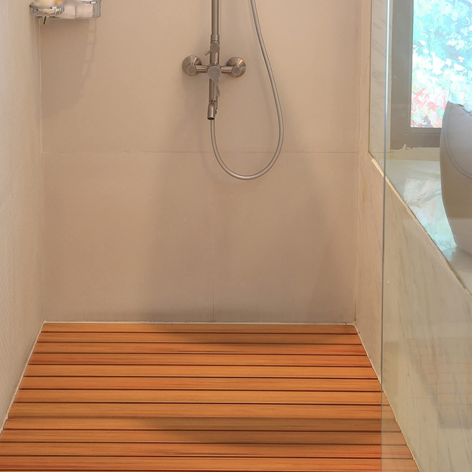Pedana in Legno,Tappeto Sauna in Legno,Pedana Doccia Legno Ecologico,Pedana per Doccia Multiuso,Pedana Doccia in Legno,per Una Facile Conservazione,Adatto a Tutte Le Occasioni (66x40cm/26x15.7in)