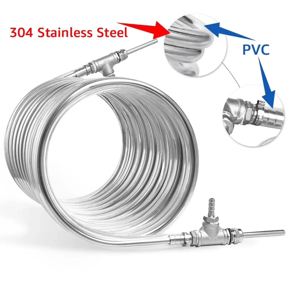 3/8'' x 10M Refroidisseur De Moût À Contre-Courant, Acier Inoxydable 304 Échangeur De Chaleur Tube De Refroidissement Homebrew Refroidisseur De Bière Tube À Serpentin
