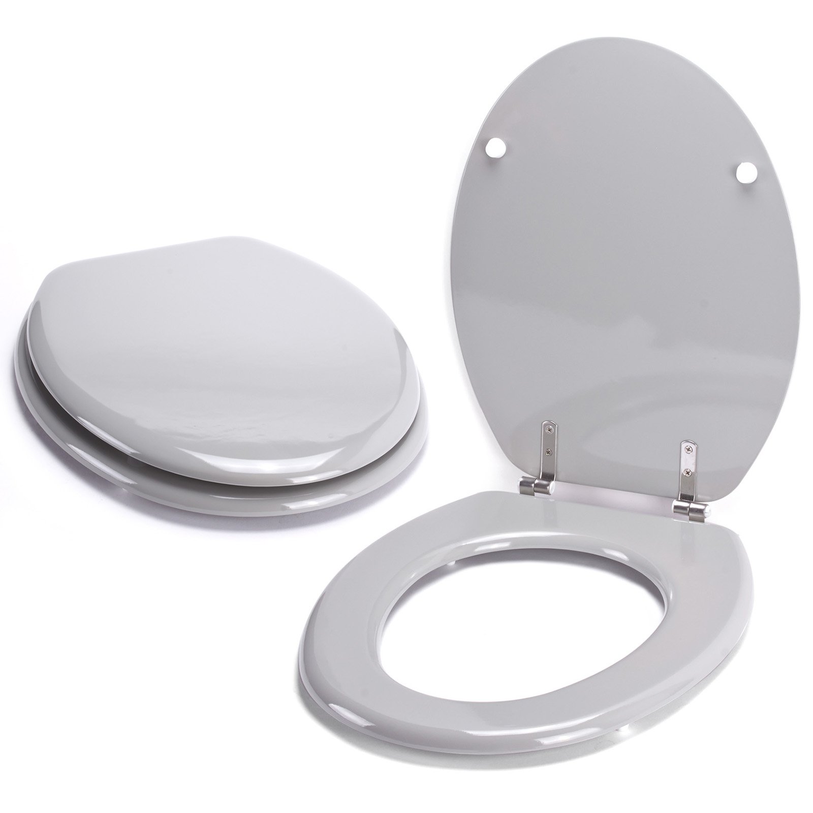 Heritage toiletzitting eiken met softclose scharnieren chroom - Klassiek Sanitair