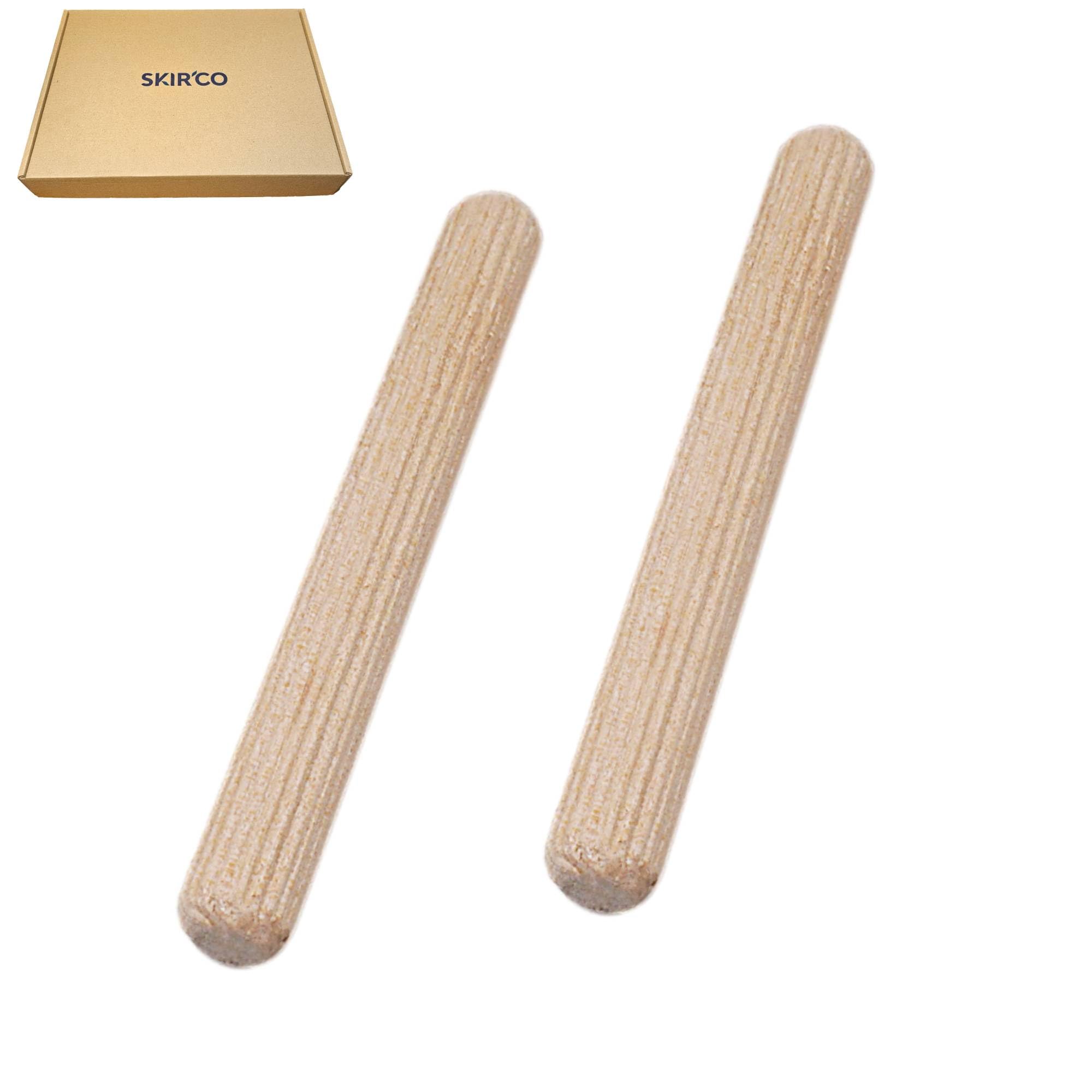 SKIR'CO (300 pezzi) Tasselli in Legno 8 x 70 mm, Tappi in Legno Scanalati, Perni Scanalati per Mobili, Tasselli Scanalati