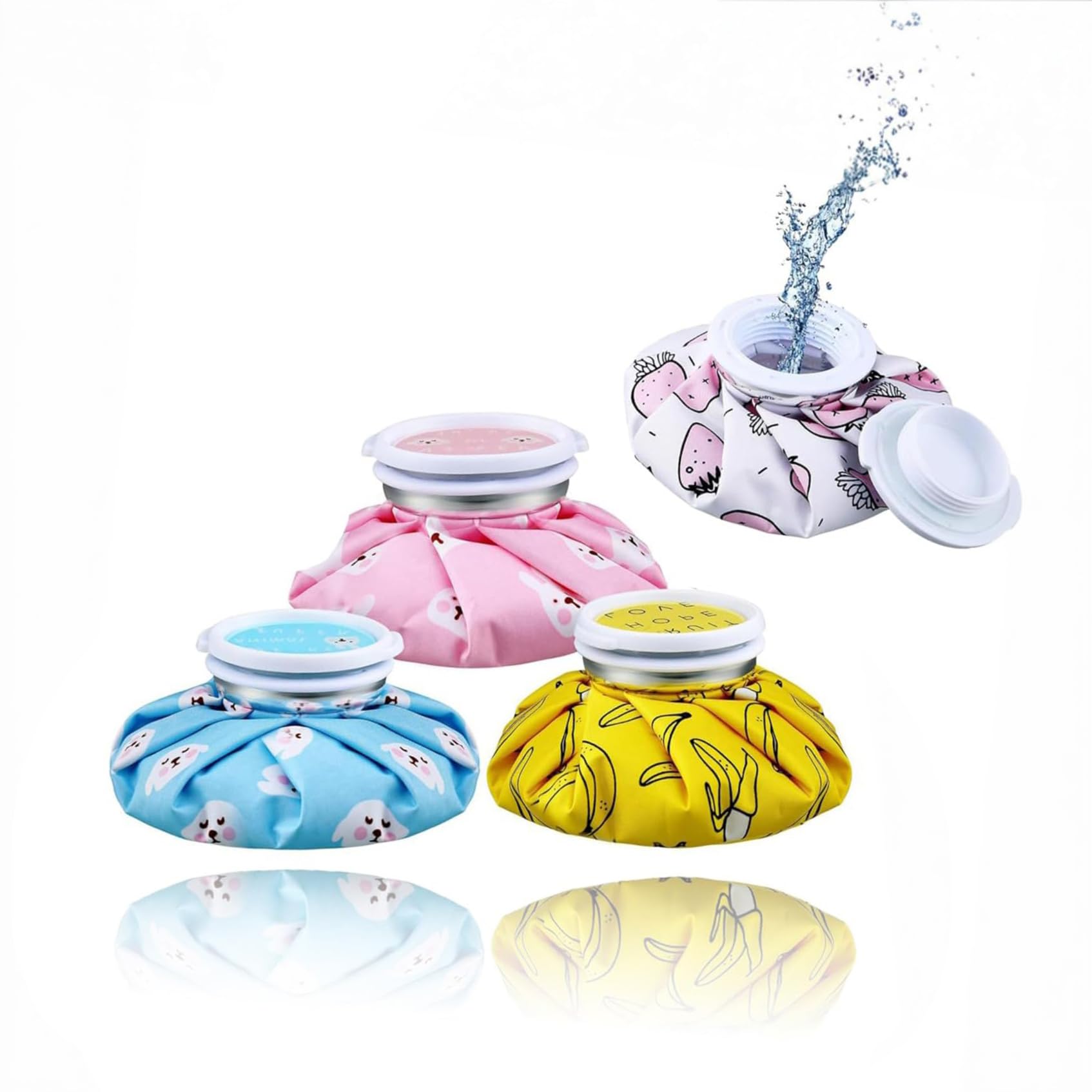 Sponsored Ad – 4 Packs Reusable Ice Packs - Cute Fruit Style for Hot and Cold Therapy - 5.5 Inches - Pain Relief for Kids and Adults