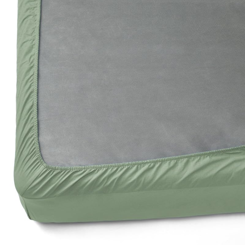 Image of NAKSH Elastic Fitted Bedsheets King Size 78 x 72 Inch, 210 TC Plain Pure Cotton, Moss Green | 1 King Size Bedsheet with Elastic Fitted and 2 Pillow Covers