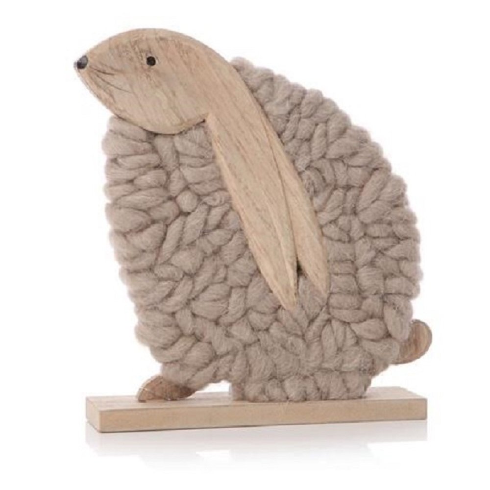 Beige Sitting Lop Eared Woolly Rabbit Bunny on stand decoration ornament Easter