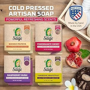 Natural Bar Soap for Women Vegan Bath Soap Bars Gift Set Handmade Cold Process Artisan Soap with Essential Oil Aromatic All Moisturizing Wash Soaps Fragrant Fruity Scent by Age of Sage 4 Pack