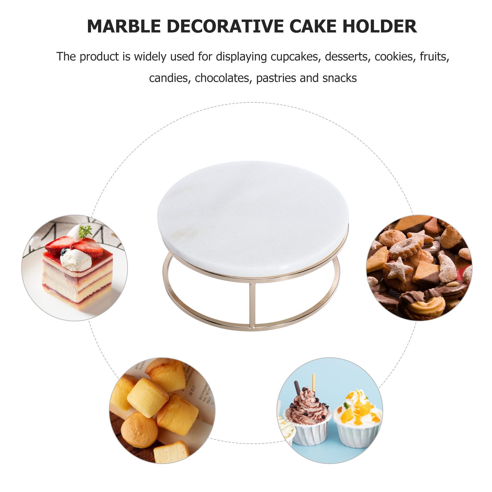 SEWACC Présentoir à Gâteaux en Marbre, Support à Gâteau Stable, Plateau à Gâteau de Mariage, Blanc, Base Épaisse Élargie, Métal, Réutilisable et Facile à Nettoyer, pour Cupcakes et