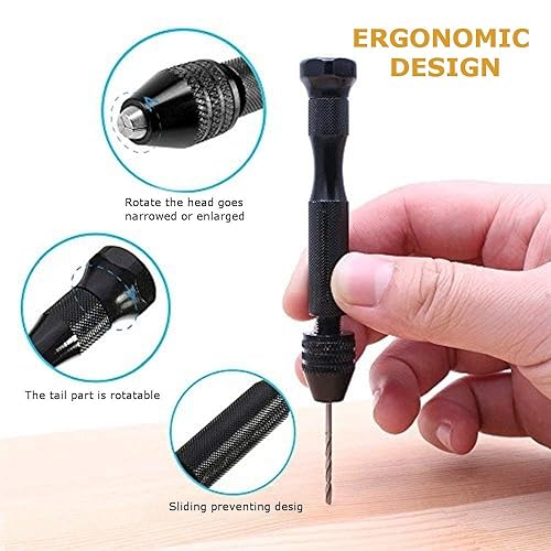 Miniatura 3 de Juego de brocas de precisión con brocas de giro manual con una mini abrazadera de tallado, 31 piezas de tornillo de banco de pasador rotativo para