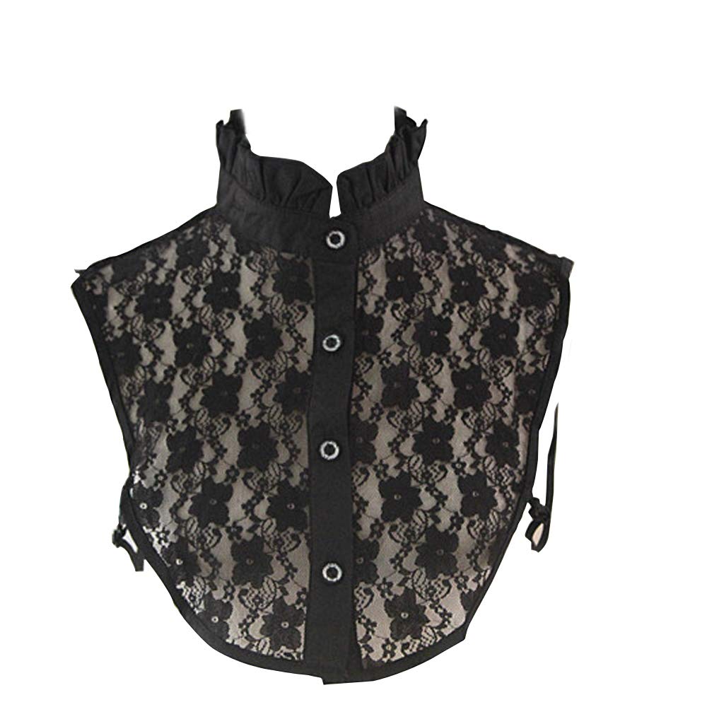 Yakefj Women's 42Black Yakef Lady Half-Shirt Blouse Detachable Lace Chiffon Fake Collars Dicky Collar Faux Collar, One Size