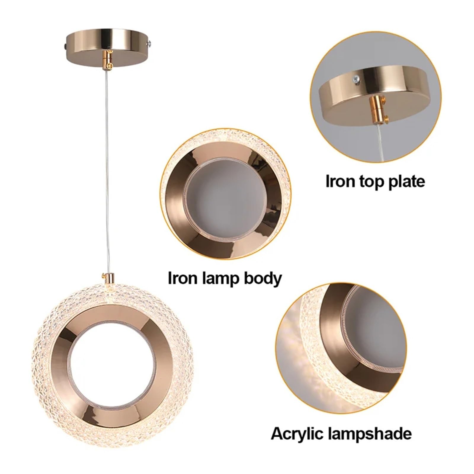 Lampade a Sospensione in Acrilico Nordico Lampada da soffitto per Interni Lampadario a LED da Comodino Apparecchio di Illuminazione Artistico e Creativo, Cucina