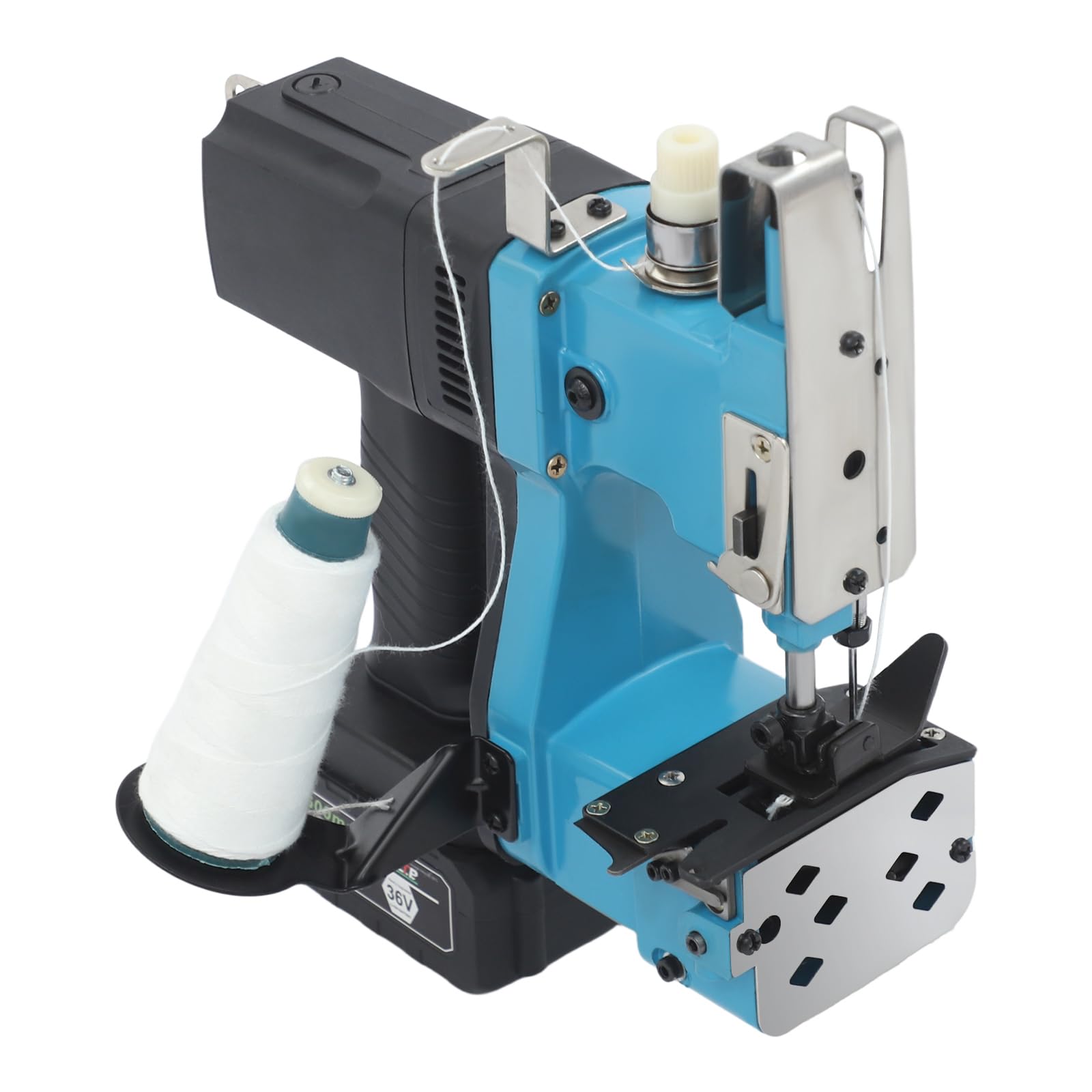 Electric Bag Sewing Machine, Portable Canvas Sewing Machine, Heavy Duty Handheld Sewing Machine for Woven Rice & Leather Bags (Cordless-Blue)