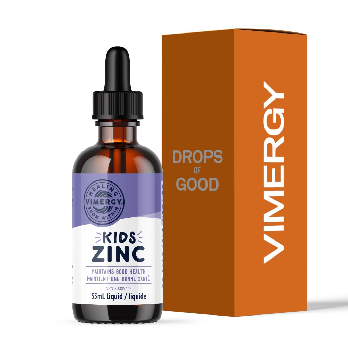 VIMERGY Kids Organic Liquid Zinc Sulfate – For Children & Adolescence 1-18 Years Old, Fast-Absorbing Immune Support* – Promotes Healthy Bones, Hair & Skin. USDA Organic, Kosher, Vegan, Non-GMO – 55 mLUSDA Organic