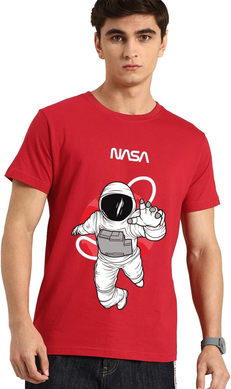 Men's NASA Printed 100% Cotton T-Shirt - Regular