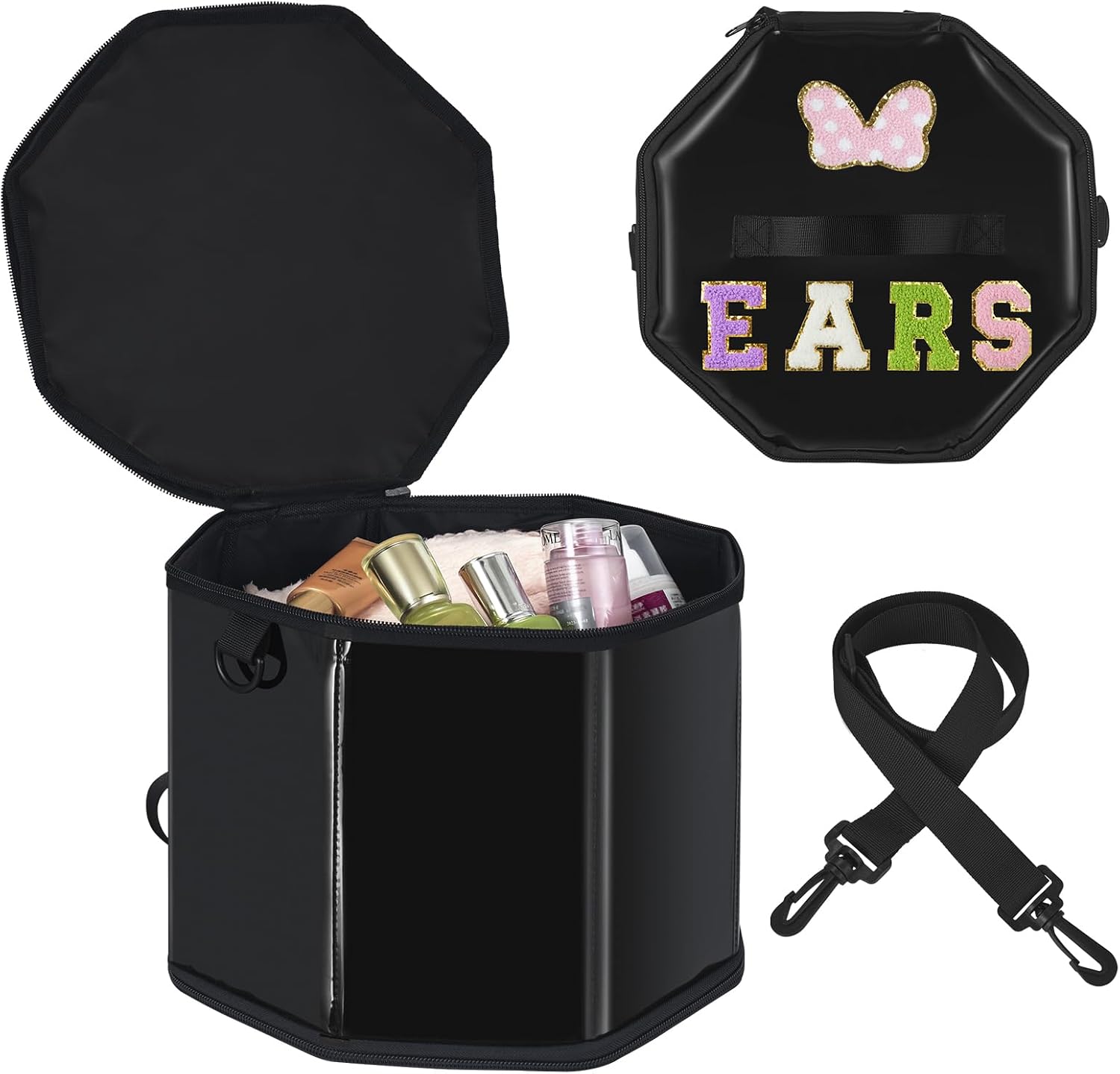 TINLOK Mouse Ear Holder for Girls Women, Park Trip Essentials, Hair Accessories Organizer Travel Case - Safely Stores 5-7 Pairs of Adult Mouse Ear Headbands (10"x10"x7") (red)