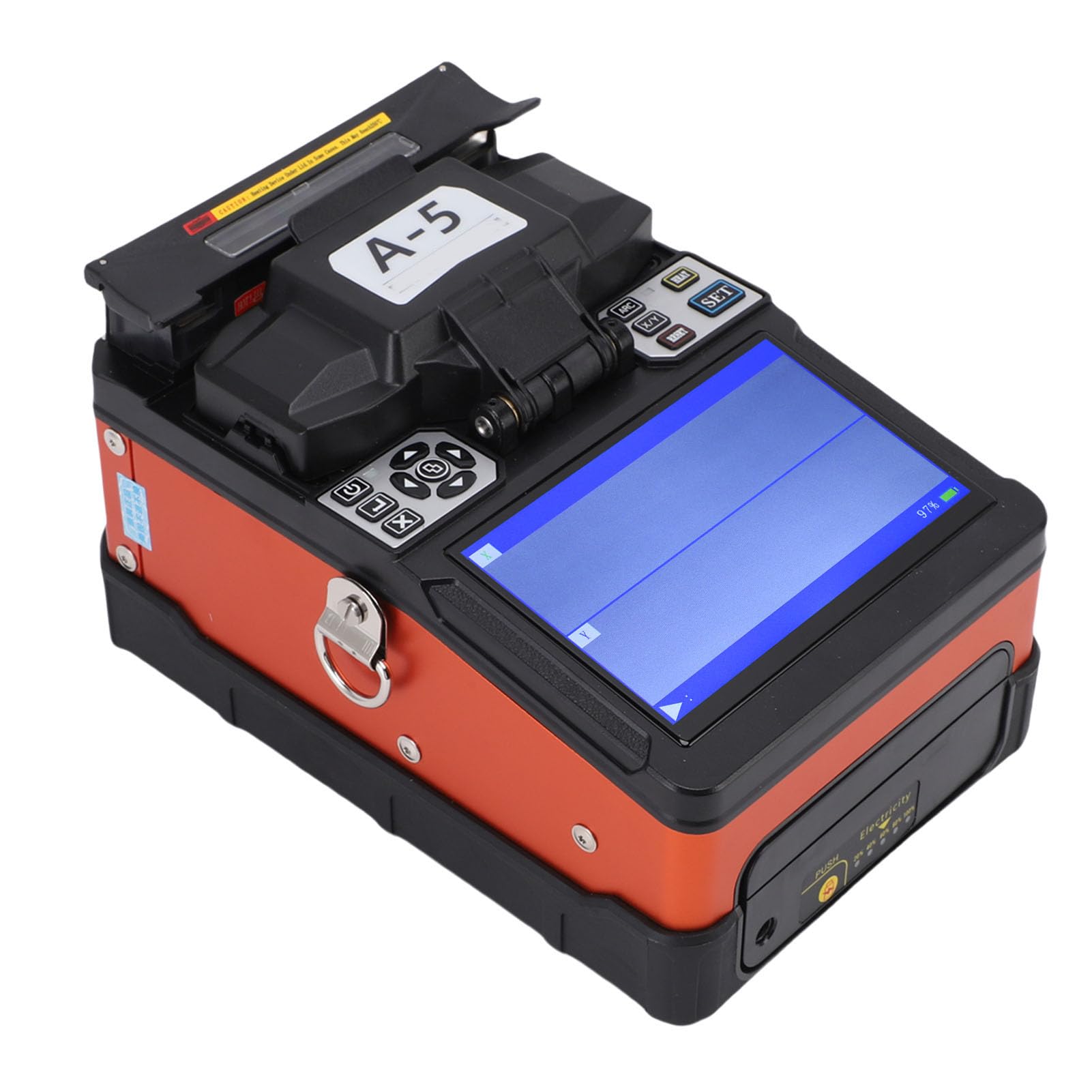 FTVOGUE Empalmador de Fusión de Fibra óptica de Observación de Doble Eje Tiempo de Empalme de 6 S con Pantalla LCD a Color TFT de 5,0 Pulgadas para FTTH Ingeniería (Enchufe europeo de 100 a 240 V.)