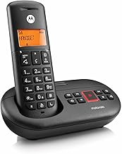Motorola E211 Cordless Landline House Phone, Home Phone, Answer Machine, Nuisance Call Blocking, Do Not Disturb Button, Amber Backlit Display, Single Handset Pack