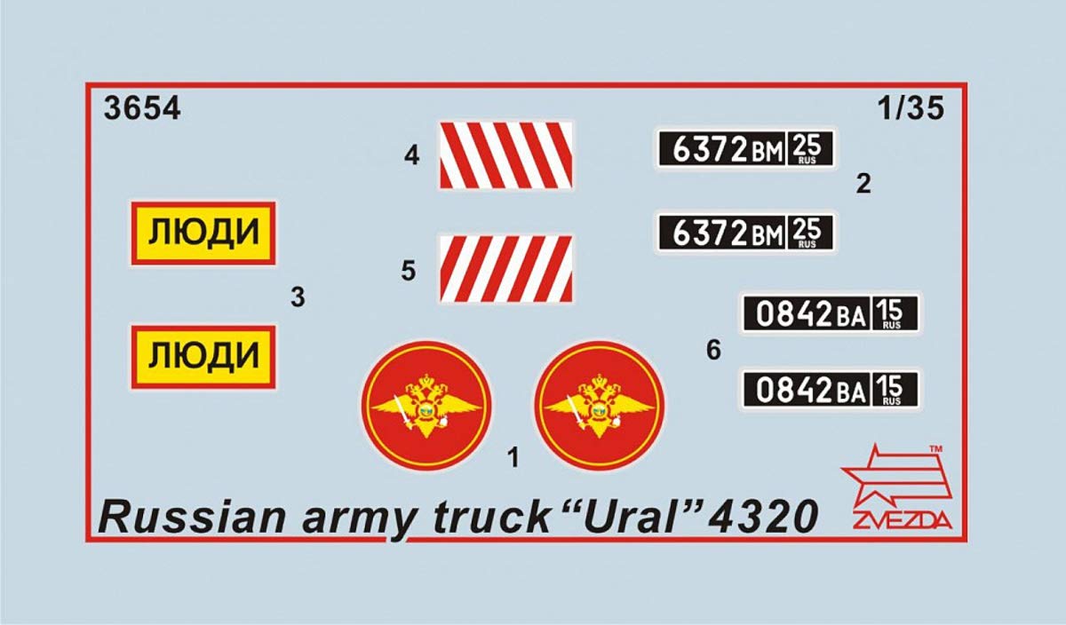 Zvezda 500783654 – 1:35 Ural 4320 – Camión Ruso, maqueta, Kit de construcción, construcción de Modelos, aficiones, Manualidades, Kit de plástico, sin Pintar, tamaño Mediano