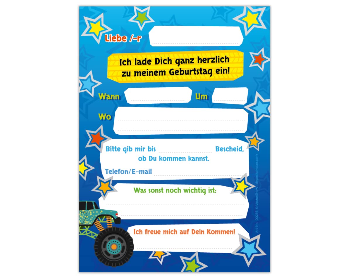 Biglietti Invito Compleanno Bambini - Set 12 Carte + Buste Con