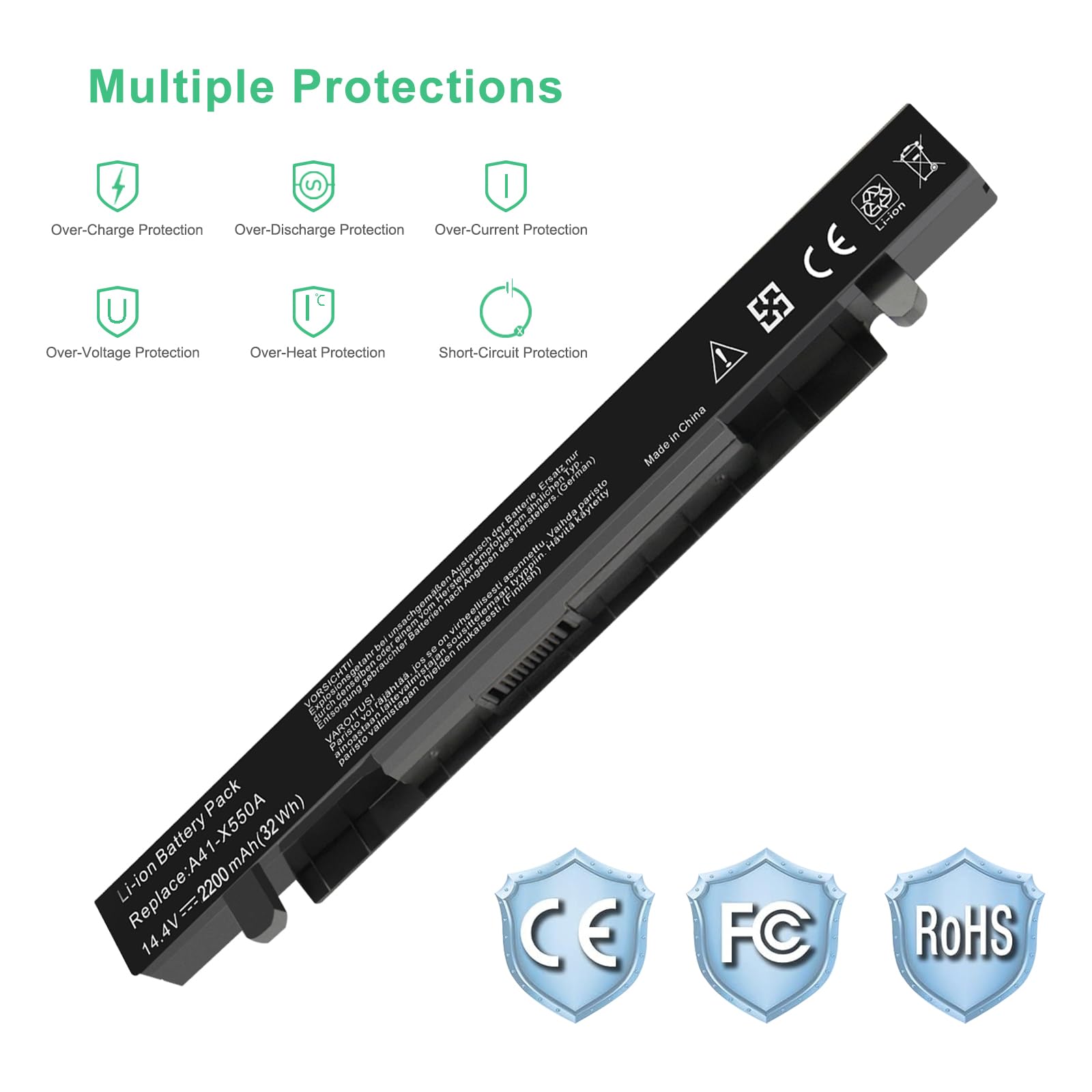 Batteria Per ASUS A41-X550A - 14.4V 2600mAh, Compatibile Con X550, F550, R550 E Altri Modelli - Foto 8