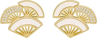 Orecchini in Argento 925 a Forma di ventaglio con Diamanti a Forma di ventaglio Orecchini a Forma di ventaglio dal Design Coreano semplici