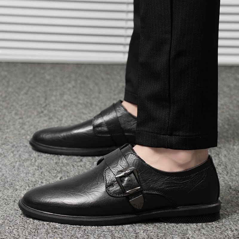 Men Lazy Lightweight Loafers Shoes Slip On Men Dress Shoes Low Top Breathable Round Head Genuine Leather Shoes Metal Hasp Formal Shoes for Men2