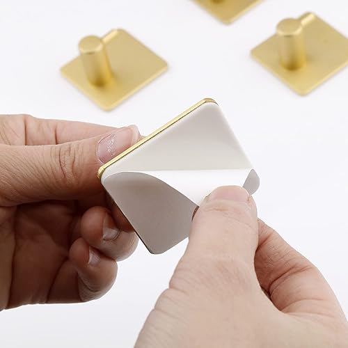 Miniatura 7 de Hindfen Ganchos adhesivos resistentes para toallas, ganchos de aluminio impermeables para baño, cocina, dormitorio (dorado)