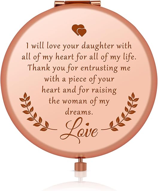 Jielahua Mother of The Bride Gifts Mom Gifts from Groom Rose Gold Compact Mirror Wedding Gifts for Mother in Law Engagement Announcement Bridal Party Gifts Wedding Proposal Gift
