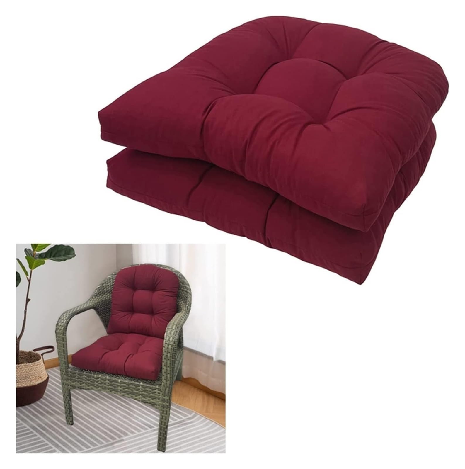 Coussin pour rocking-chair qui ne glisse pas, lot de 2 galettes de chaise à élastique