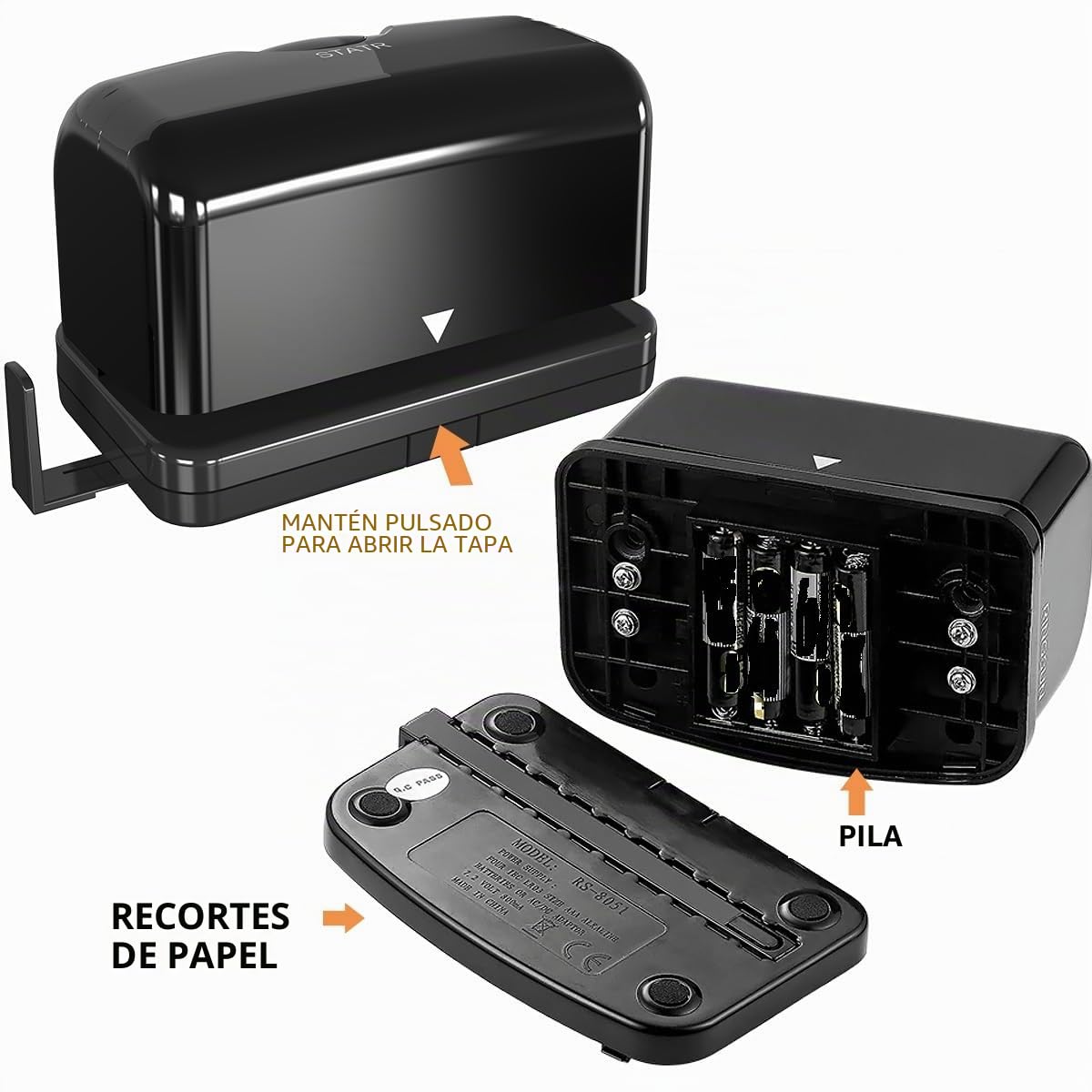 Perforadora eléctrica de 2 agujeros, perforadora VEYETTE negra, perfora hasta 12-15 hojas de papel, CA o batería