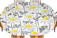 Vista 48 de Mantel ajustable de girasol, patrón de campo rural inspirado en el arte popular, casa de campo, granja, mantel impermeable para interiores y Verde