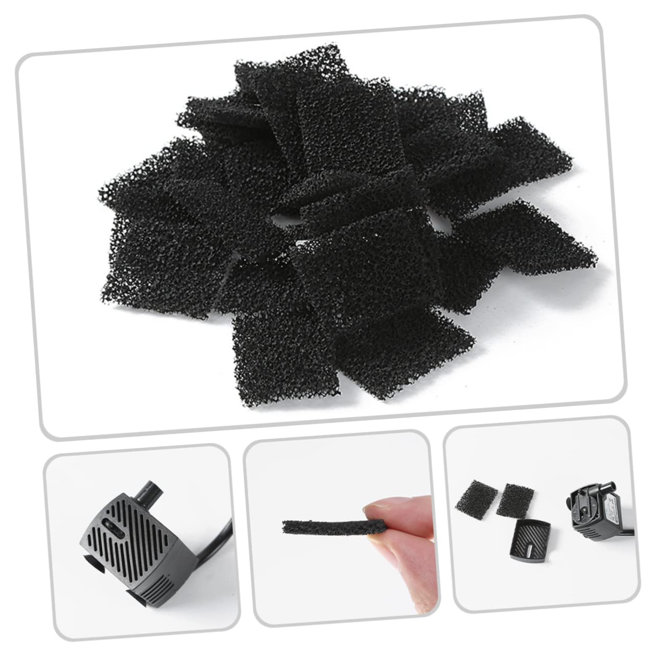 BESPORTBLE 5 Ensembles Pompe À Eau Filtre Coton Pompe À Eau Submersible Filtres Filtre D'aquarium Mousse De Bassin Boîte Fontaine À Eau Animal De Compagnie Éponge Black 60 Pièces * 5