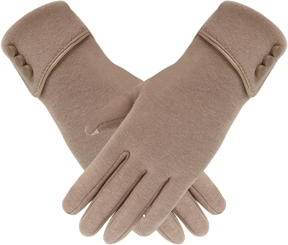 Women's Winter Touchscreen Gloves, Warm Lined Knitted, Plush Inner Layer Gloves, Elastic Cuff Winter Gloves for Outdoor Driving Cycling Running Hiking Skiing