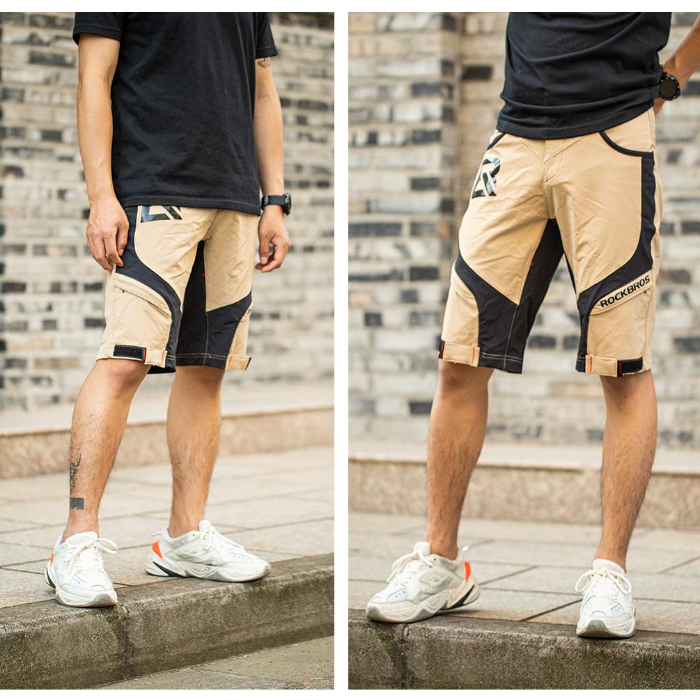 ROCKBROS Pantaloncini MTB Uomo Pantaloncini Ciclismo Corti 4D Imbottitura Traspiranti Design 2 in 1 per Ciclismo Bicicletta