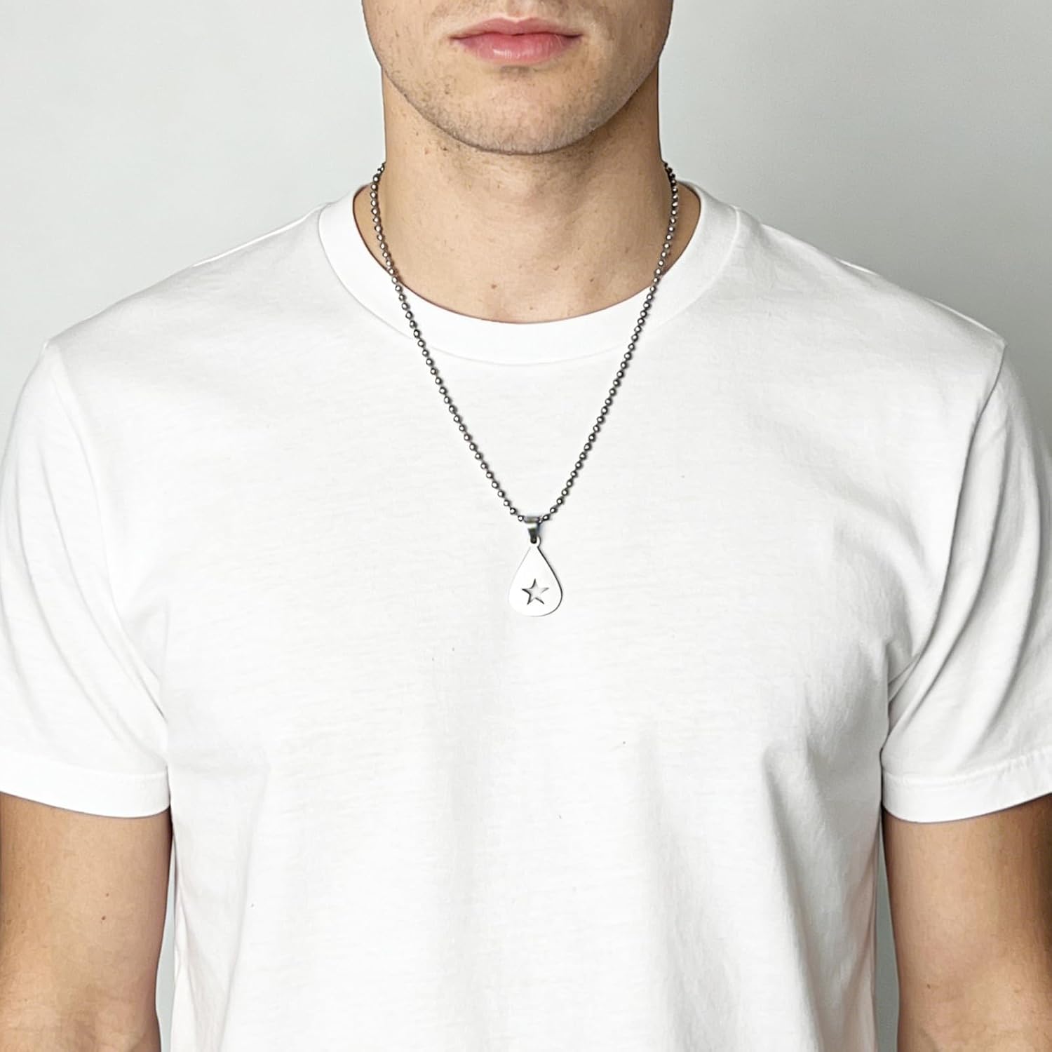 Guitar Pick Necklace Star Guitar Pick Pendant Necklace Hip-Hop Music Inspired Gift Jewellery for Men and Women, Silver - Image 7