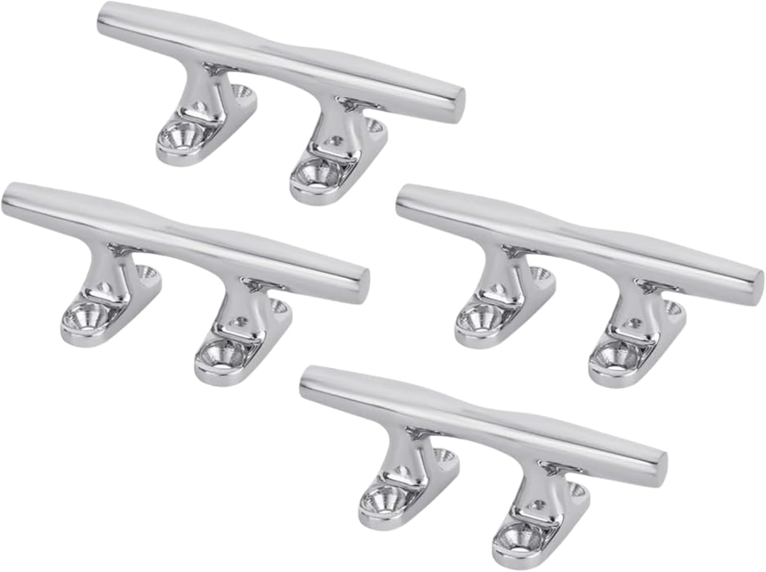 White Water - 4" Herreshoff Boat Cleat – Polished Chrome-Plated Zamak Cleat w Open Base & 1/4" Mounting Holes for Light-Duty Tie-Downs on Boats, Docks, Kayaks, RVs, and Home Projects - 53040CZ