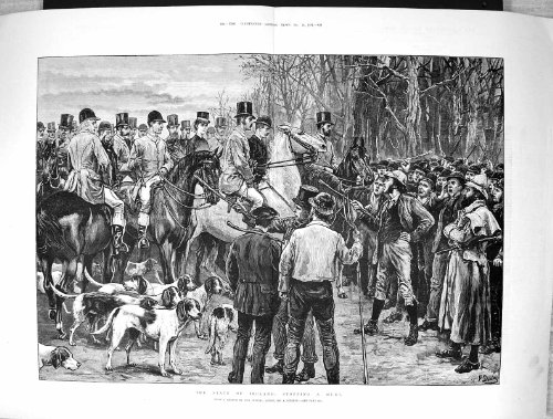 Copie Antique de la Démonstration 1881 de l'Irlande Arrêtant des Chasseurs Hou de Chevaux de Chasse… Copie Antique de la Démonstration 1881 de l'Irlande Arrêtant des Chasseurs Hou de Chevaux de Chasse…