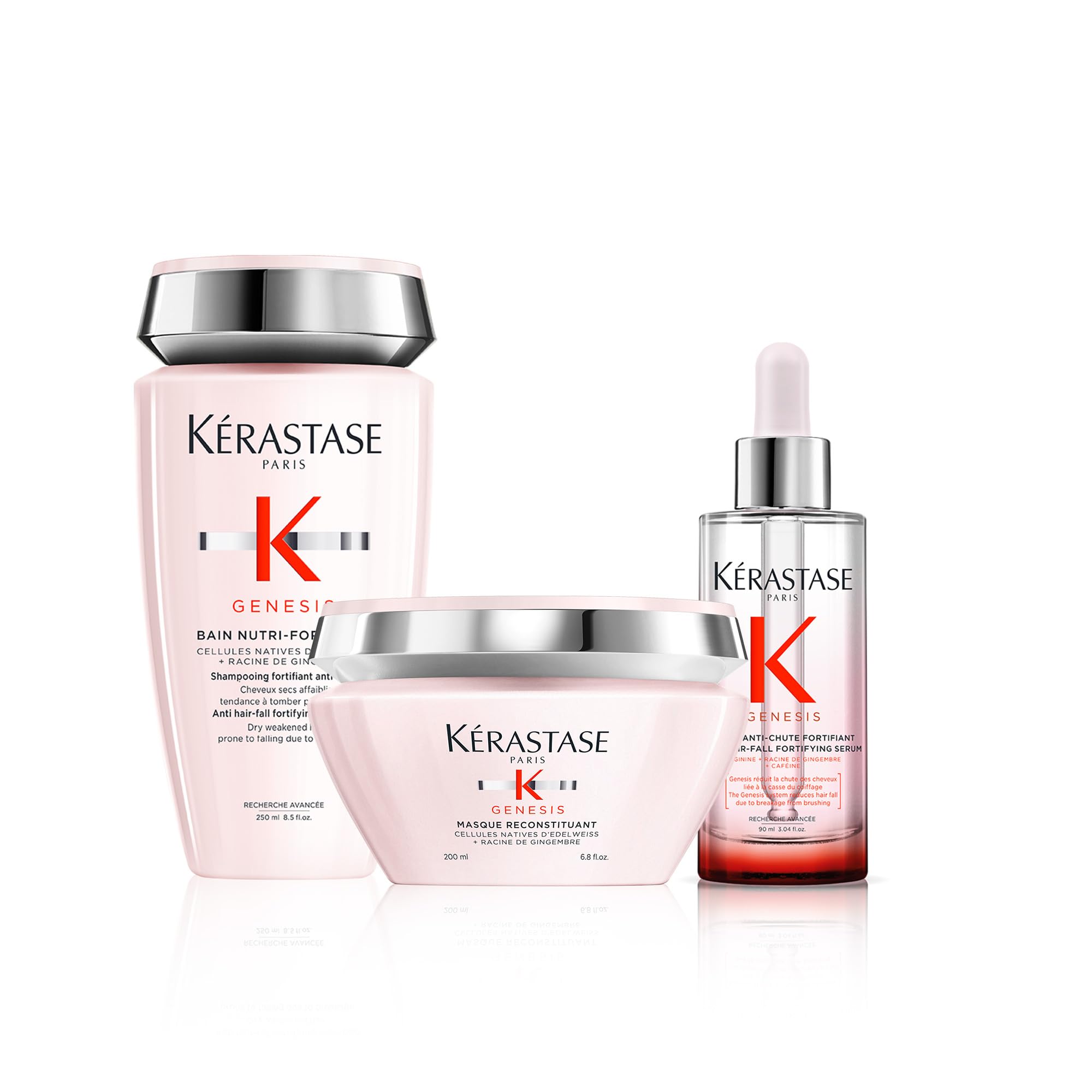 KÉRASTASE Genesis - Routine Nourissante & Anti-Casse pour Cheveux Fragiles - Shampoing Bain Nutri-Fortifiant + Masque Reconstituant + Sérum Anti-Chute Fortifiant