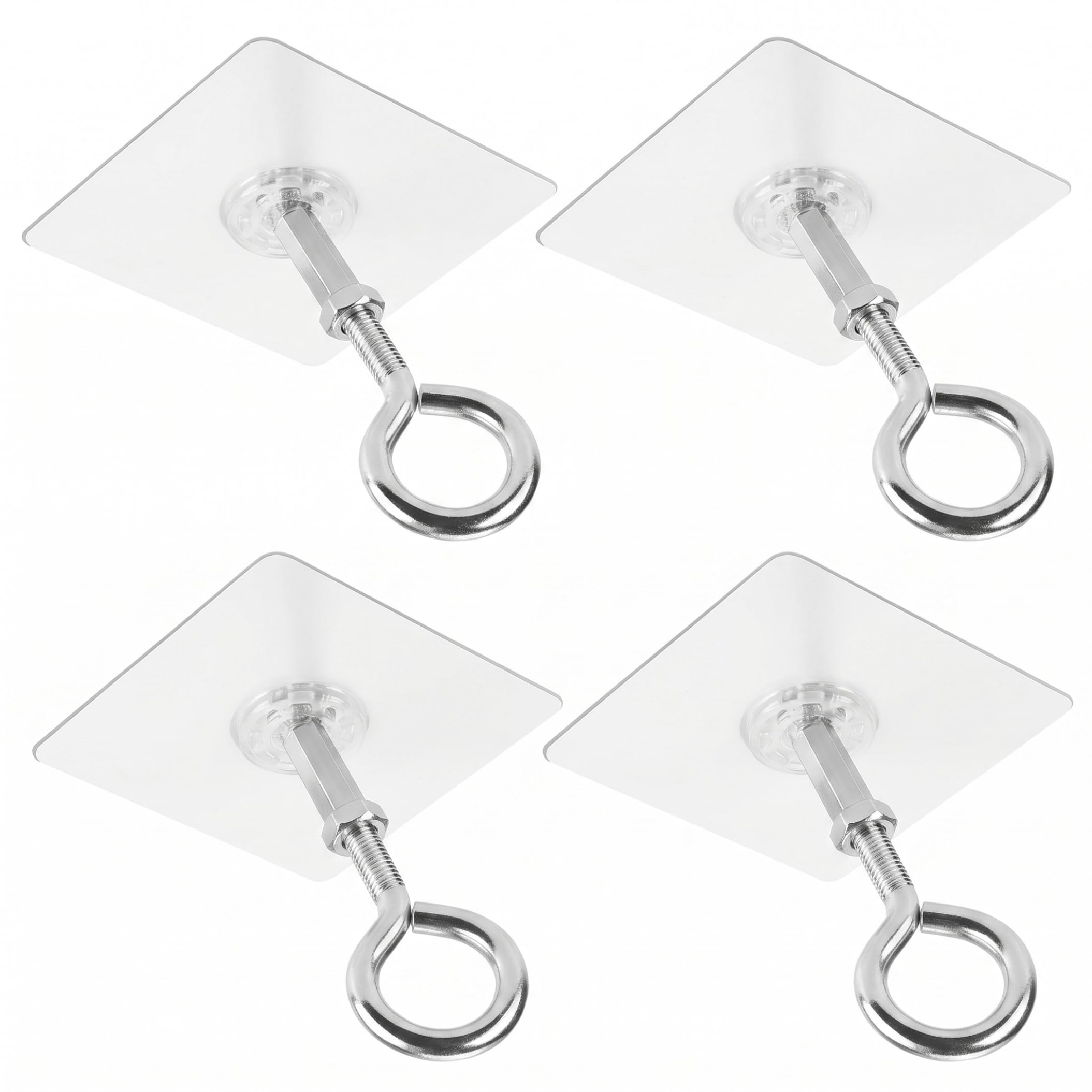 Tsawntd Multi-Purpose Hooks, Adhesive Ceiling Hooks, 4 Pack Heavy Duty Adhesive Ceiling, Rust-resistant For Hanging Plants, No-drill Mounting For Smooth Surfaces