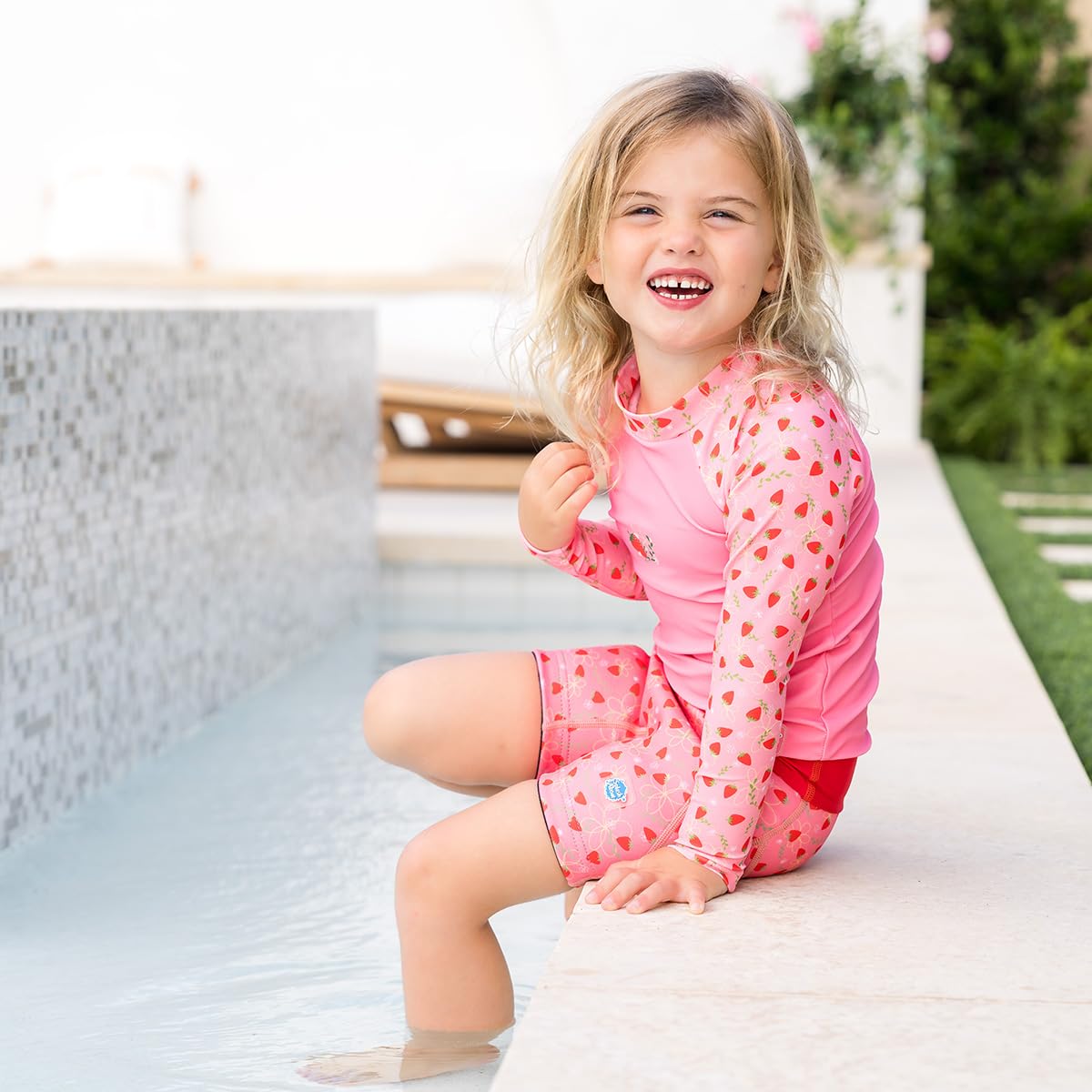 Splash About Unisex Kinder Long Sleeve Top, Strawberry Field-4 Years Rash-Guard-Shirt, 4-5