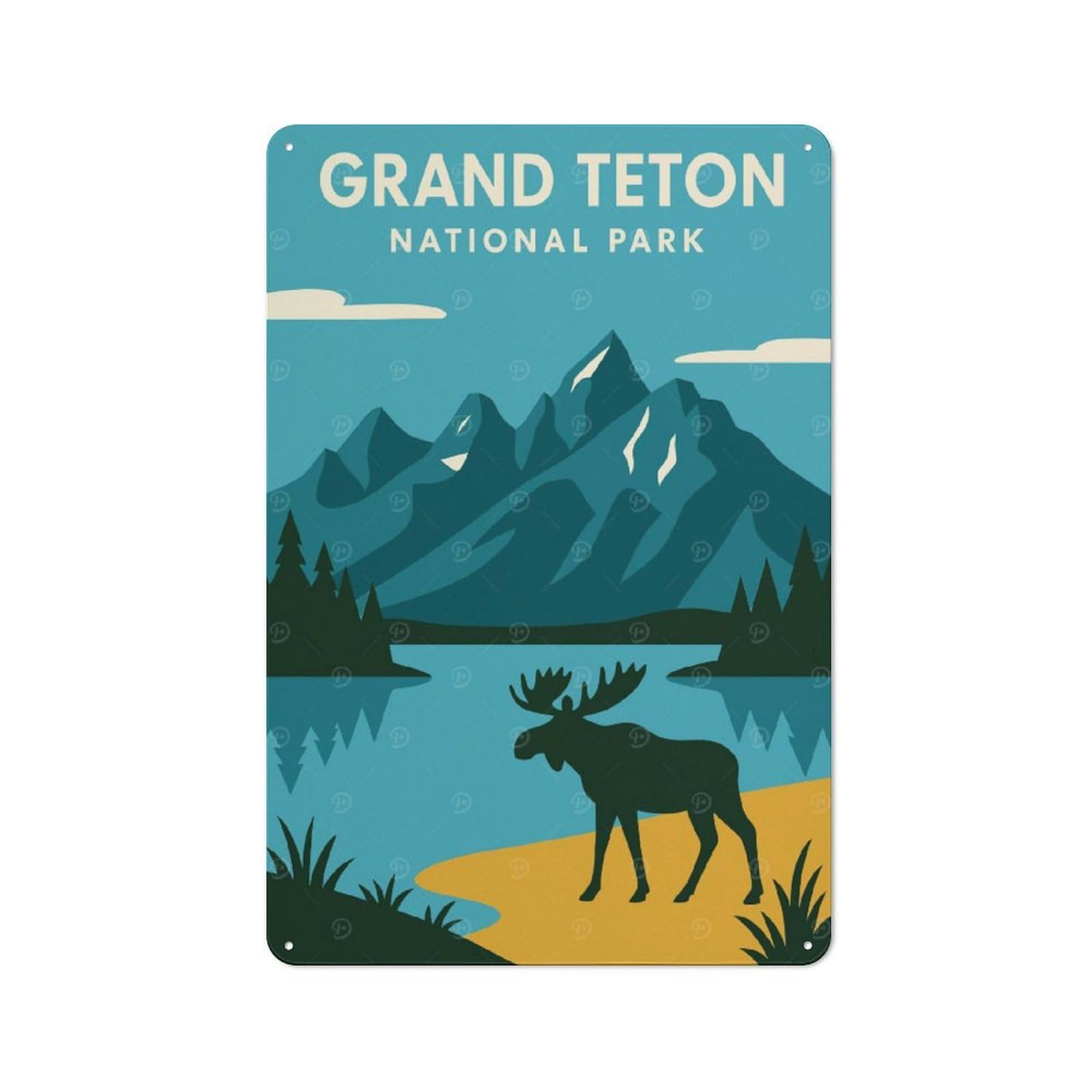 Junmoney Style-16 Rustic Metal Sign 30X20cm Featuring Grand Teton National Park For Hallway Wall, A Decorative Gift For A Newly Furnished Hallway
