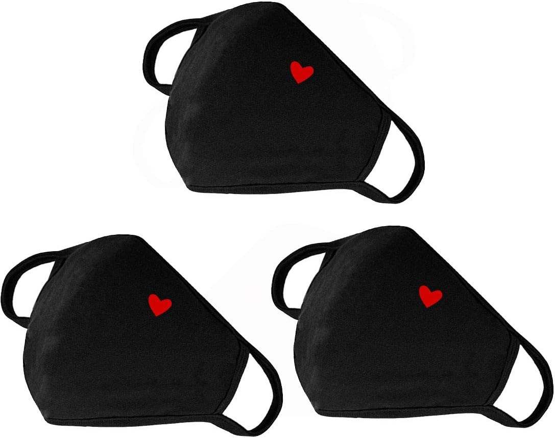 comfso Fashion Cute Heart Face Protection with Adjustable Nose Bridge - Gifts for Women, Unisex Cotton Cloth Heart Masks, Washable Reusable Warm for Outdoor Activities, Mothers Day Gifts