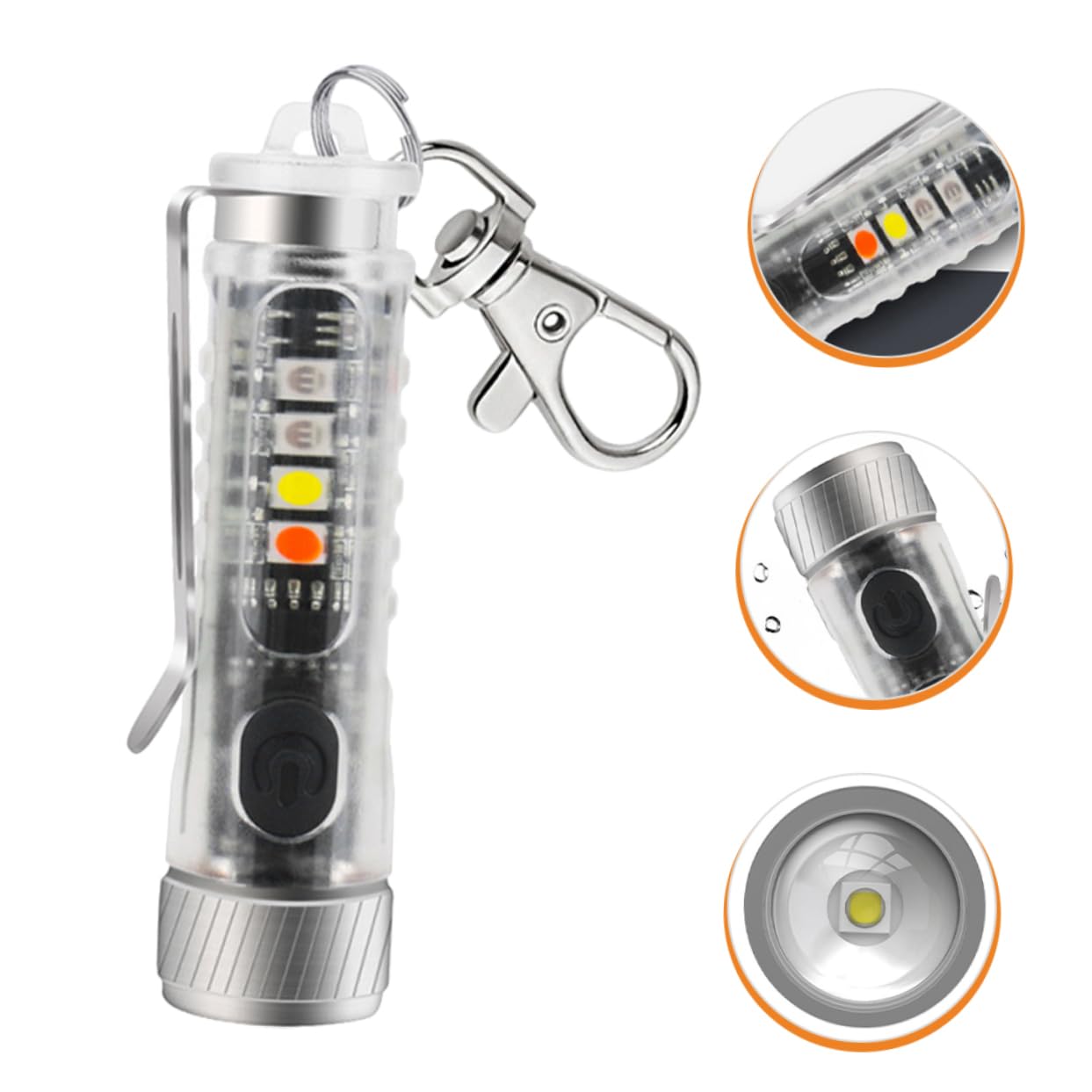 INOOMP 2pezzi Mini Torcia Led Ricaricabile Portachiavi Con Modalità Di Illuminazione Luce Regolabile Per Campeggio e Emergenze Design Compatto e Pratico Trasparente