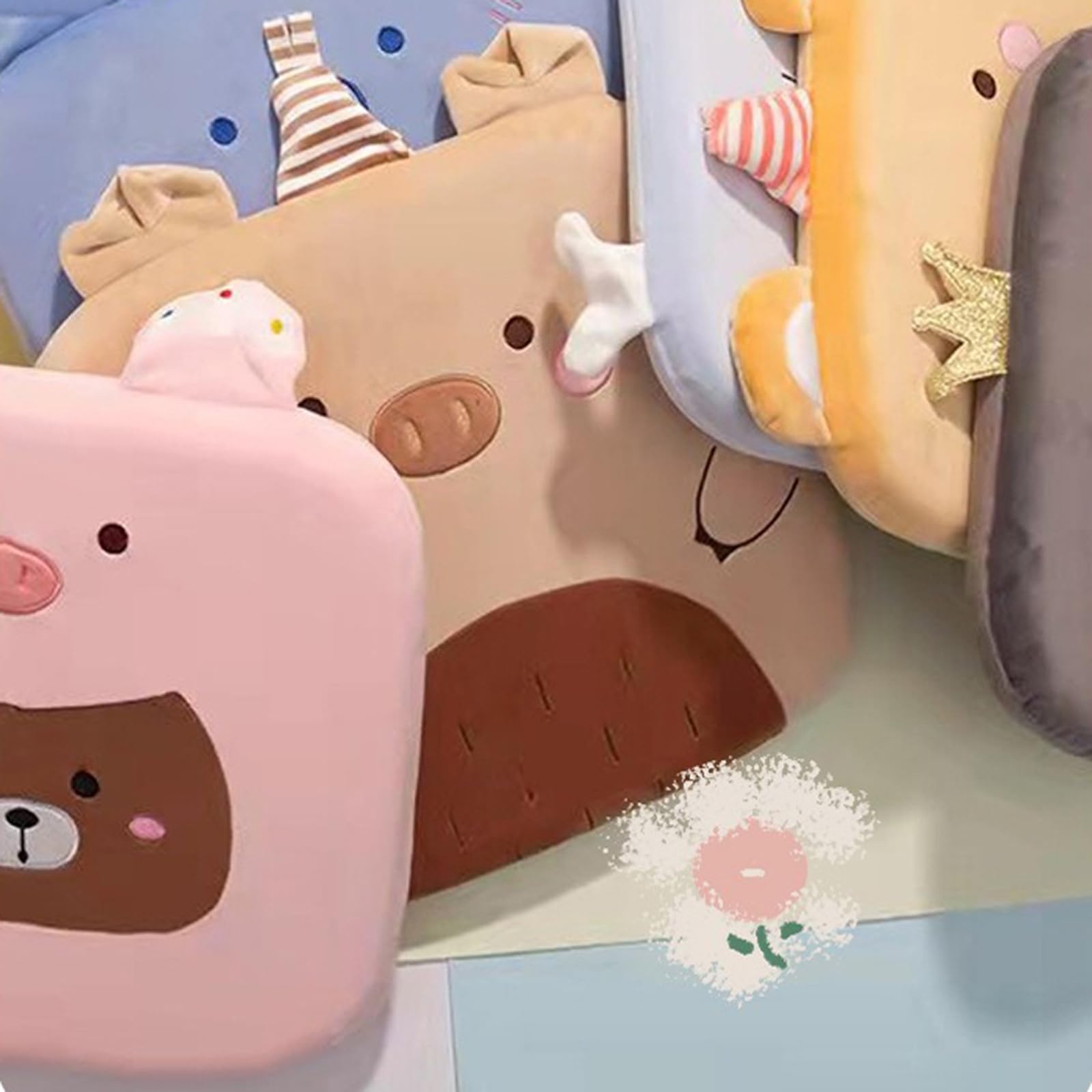 Sitzkissen Kinder Stuhlkissen, Cartoon Tier Sitzkissen Stuhl Sitzpolster mit Abnehmbarer Bezug, Bodenkissen Tatami-Sitzkissen für Büro Auto Hause Schule (Braunbär,40 * 40cm)