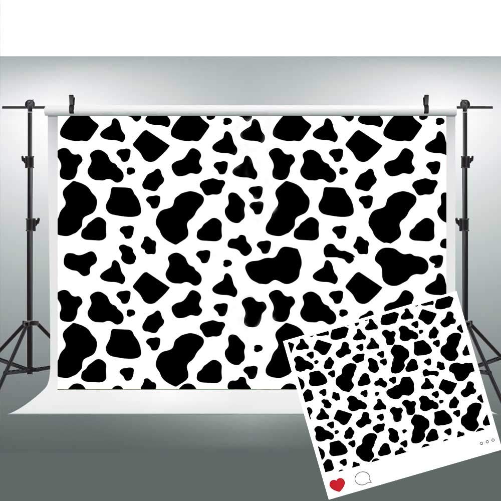 Cow Print Animal Skin Photography Background for Birthday Party Supplies 7x5ft Black and White Texture Backdrop Photo Booth Props BJLU9