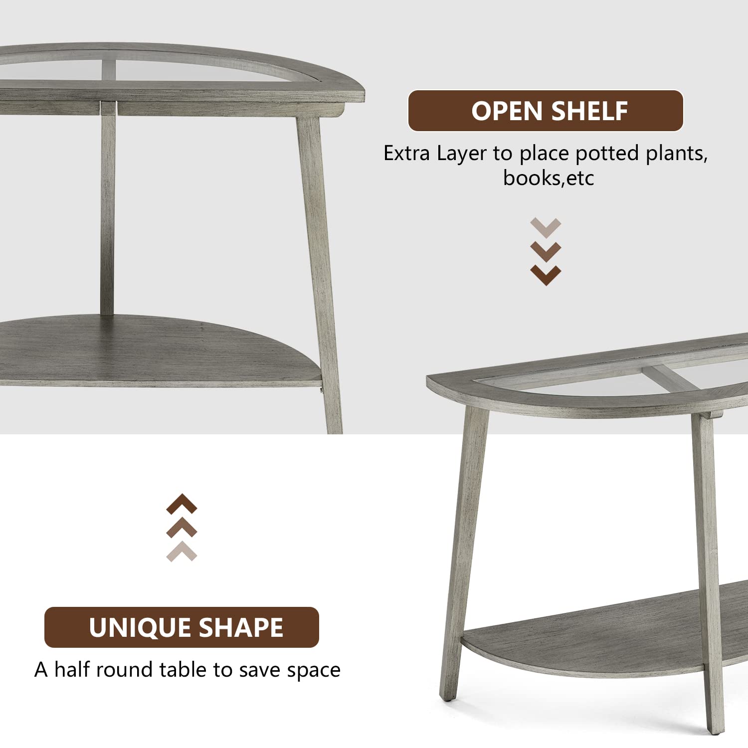 Amazon.com: COSIEST 2-Tier Glass Console Table, Semi