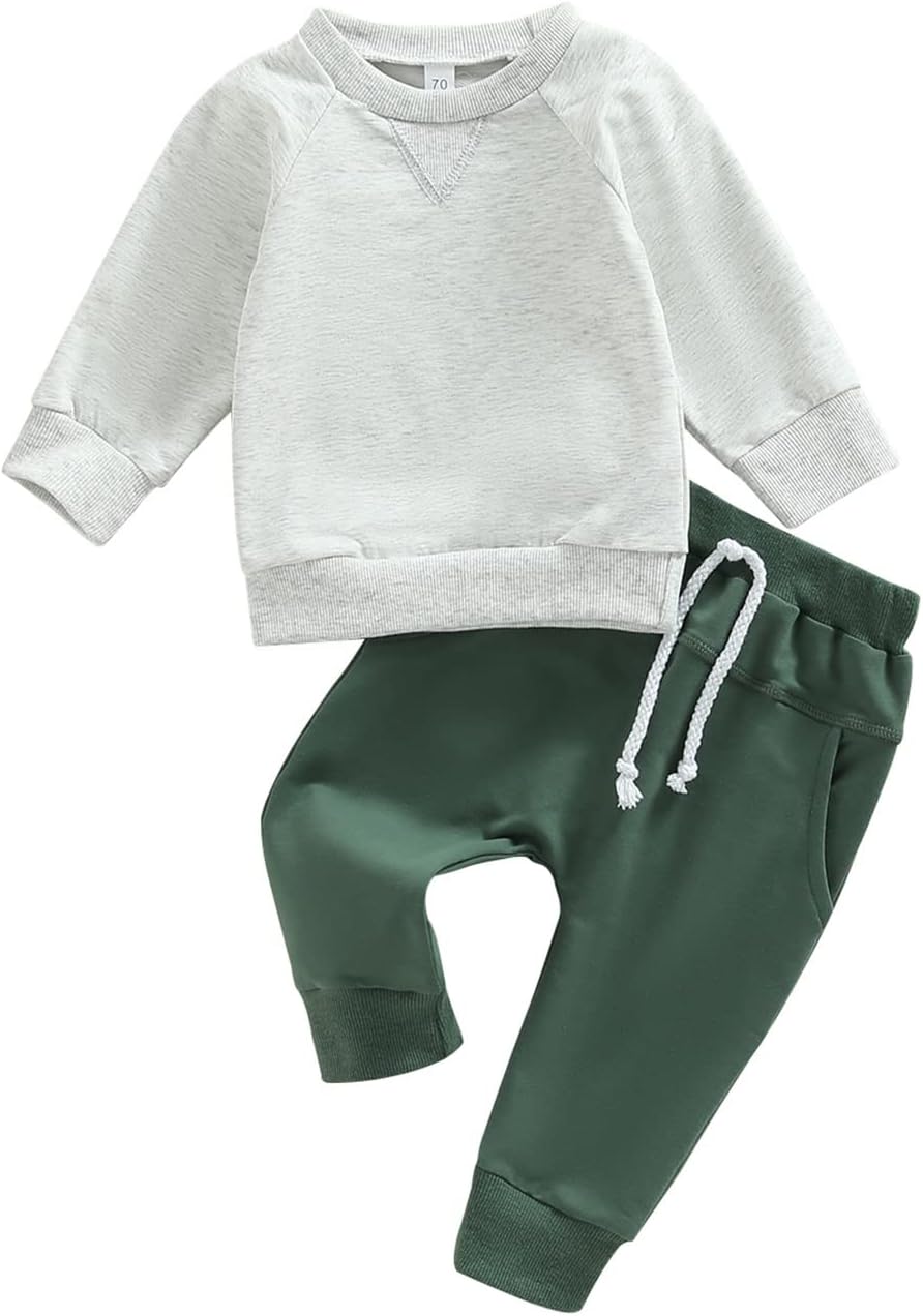 Toddler Baby Boy Clothes Solid Color Long Sleeve Crewneck Sweatshirt Top Casual Pants Set 2Pcs Fall Winter Outfits Toddler Baby Boy Clothes Solid Color Long Sleeve Crewneck Sweatshirt Top Casual Pants Set 2Pcs Fall Winter Outfits