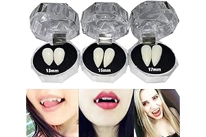 Three Pairs of Vampire Teeth Fangs for All Sizes of Mouth, 13mm...